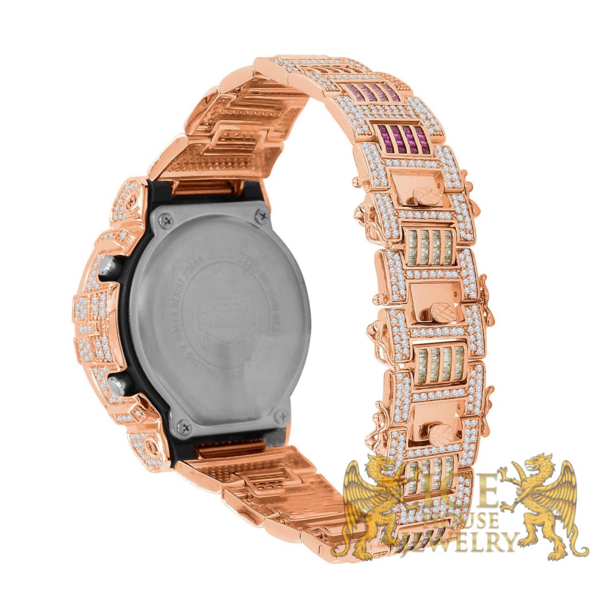 Icy Rainbow Baguettes On Rose Gold Finish Casio G-shock DW-6900 Watch