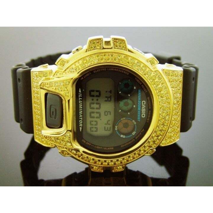 Men`s Casio G Shock High-quality CZ Yellow Crystal Watch Yellow Case Blackface