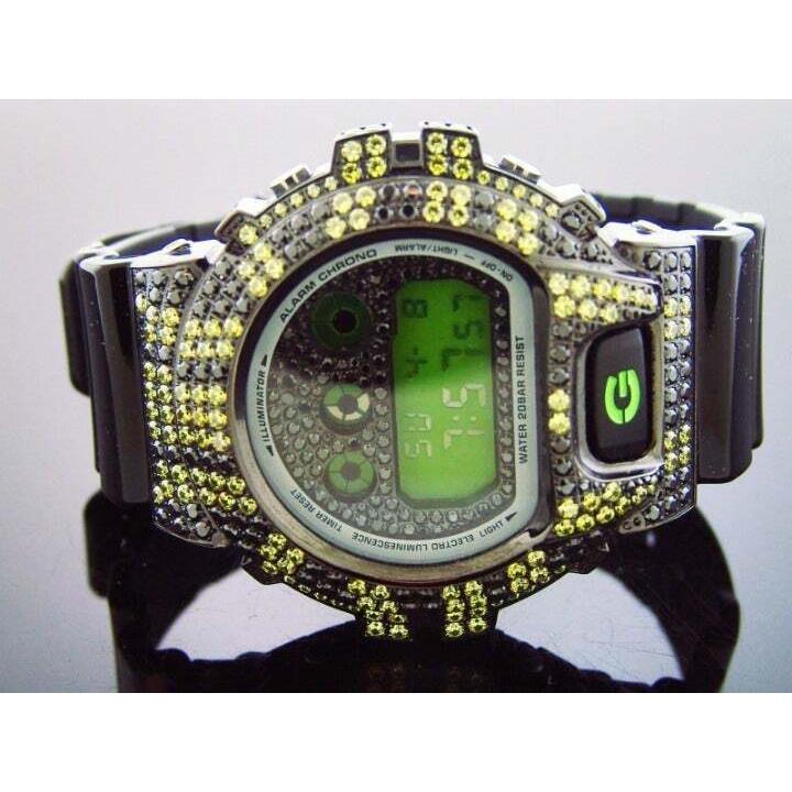 Men Casio G Shock High Quality Full Case CZ Crystal Watch Green Face