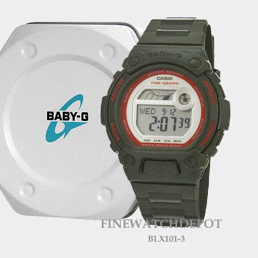 Casio Baby-g Womes G-lide Series Green Resin Digital Watch BLX101-3