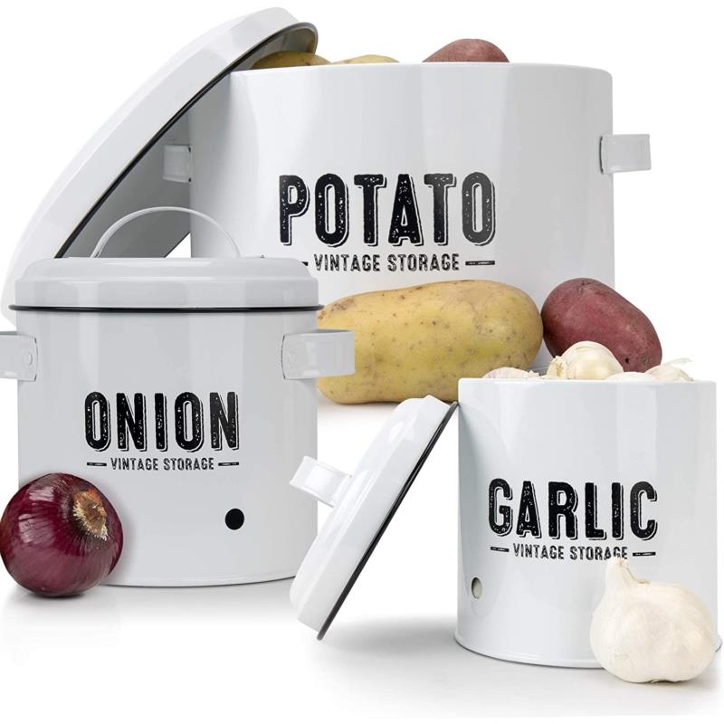 Casio Potato Storage For Pantry Canister Sets For The Kitchen Counter Garlic Keeper - Potato Storage - White, Dial: Silver, Band: Black
