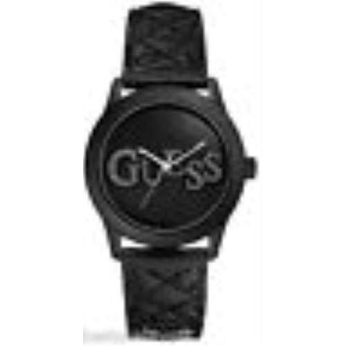 Guess Quilted Patent Leather Strap+black Crystal Logo Dial WATCH-U96004L3