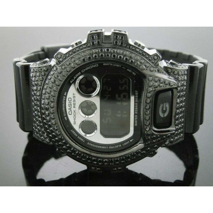 Casio G Shock Black Stainless Steel Black Full Case Cz Crystal Dw6900 Silve Face