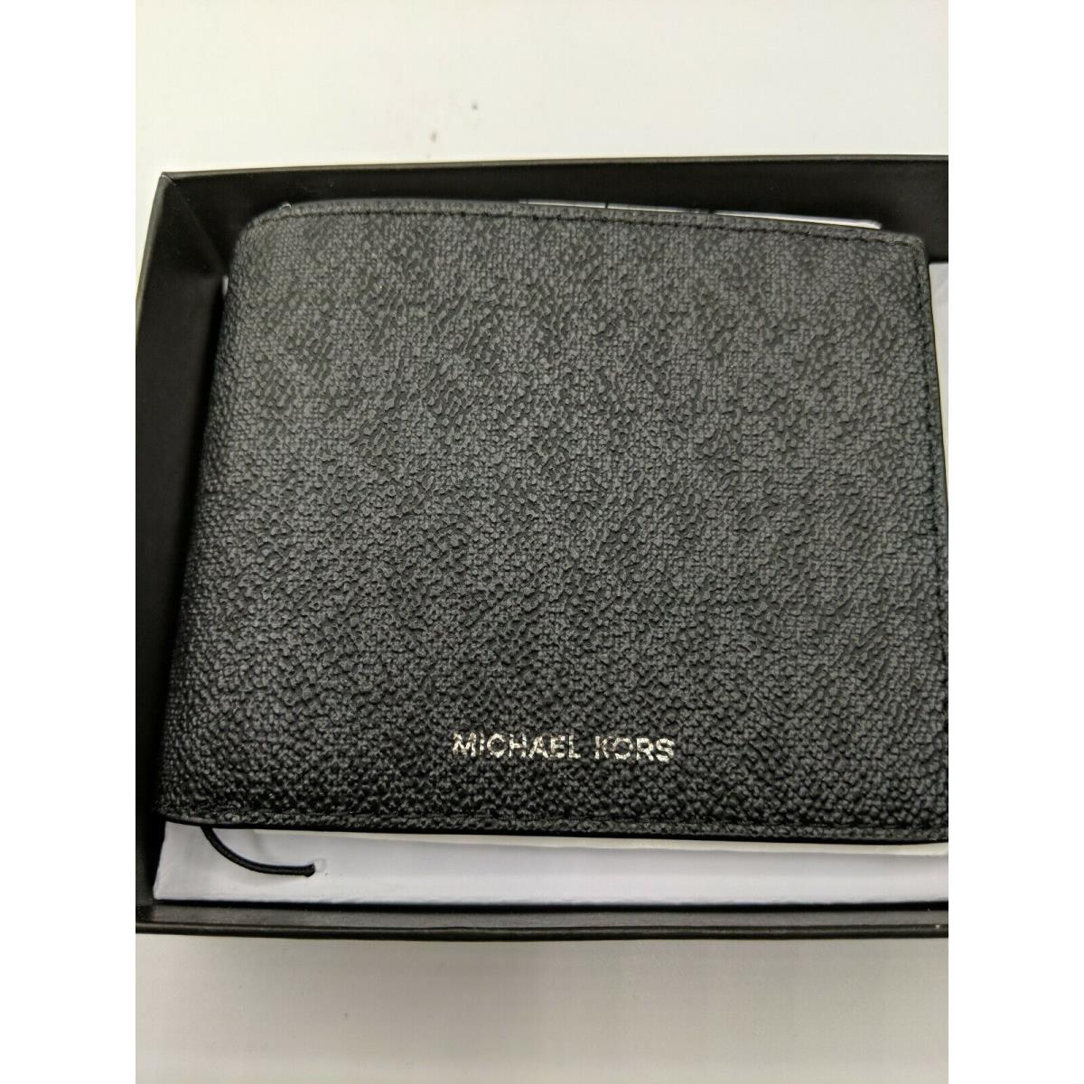 Michael Kors Slim Billfold Jet Set Black Leather Men`s Wallet