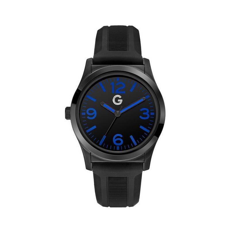 New-g BY Guess Black Silicone Strap+royal Blue Dial Details Watch G79070G2+TAG