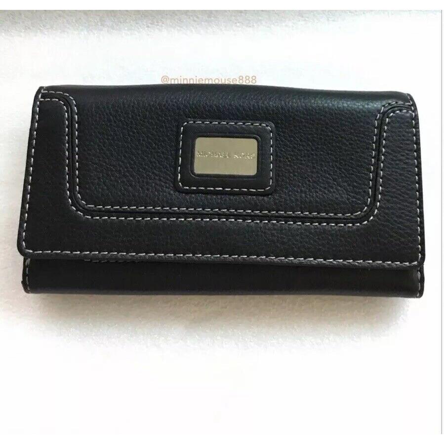 Michael Kors Brookville Carry All Leather Black Pebbled Wallet