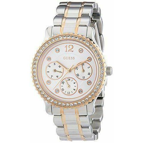 Guess Enchanting Silver Dial Two-tone Multifunction Crystal Ladies Watch W0305L3