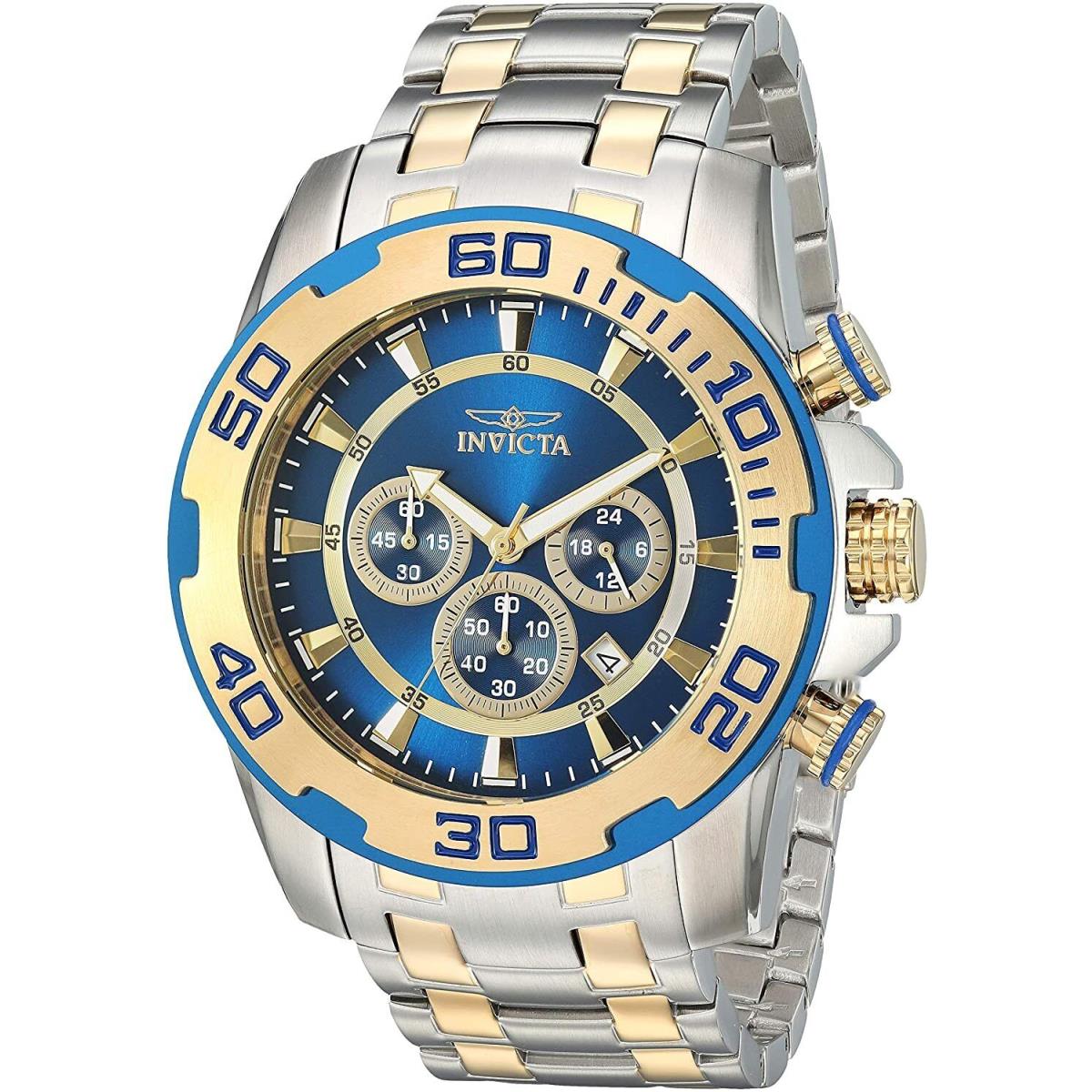 Invicta Men`s Pro Diver Chrono Blue Dial Two Tone Stainless Steel Watch 26296