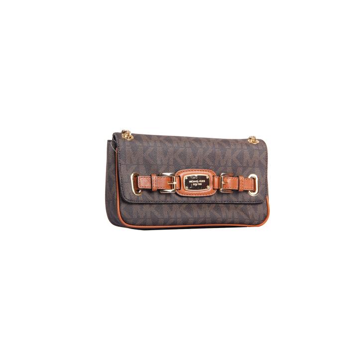 Michael Kors Hamilton Small Flap Shoulder Bag Handbag 35H0THML1B Pvc Brown Purse