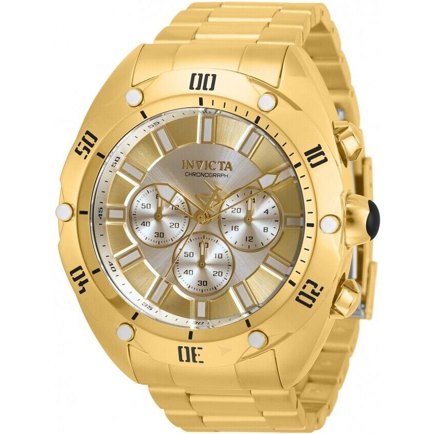 Invicta Men`s 33739 Venom Quartz Chronograph Silver Gold Dial Stainless Watch - Dial: Silver, Gold, Band: Gold