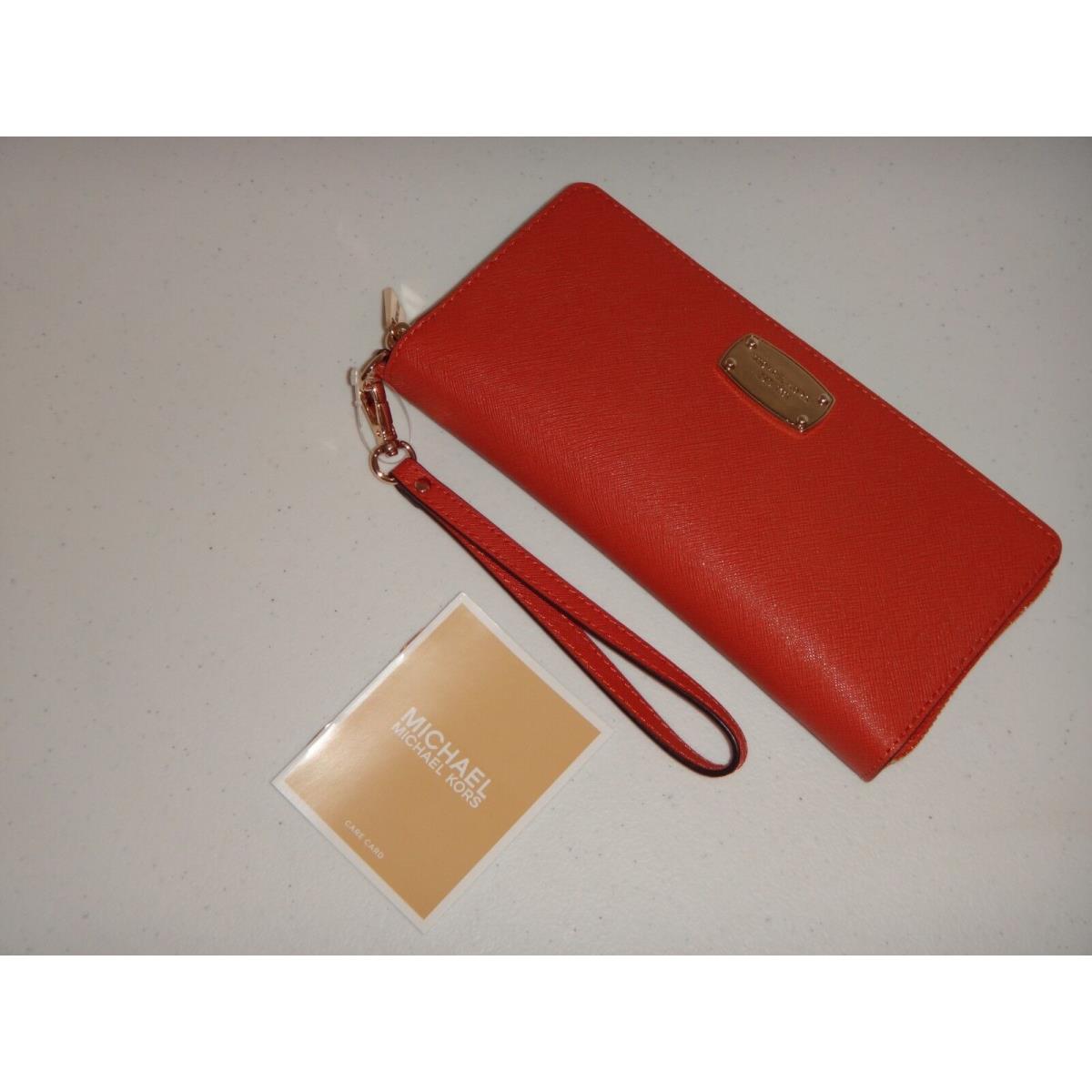 Michael Kors Women`s MK Travel Continental Wallet Clutch Orange Saffiano  Leather - Michael Kors wallet - 192317294125 | Fash Brands