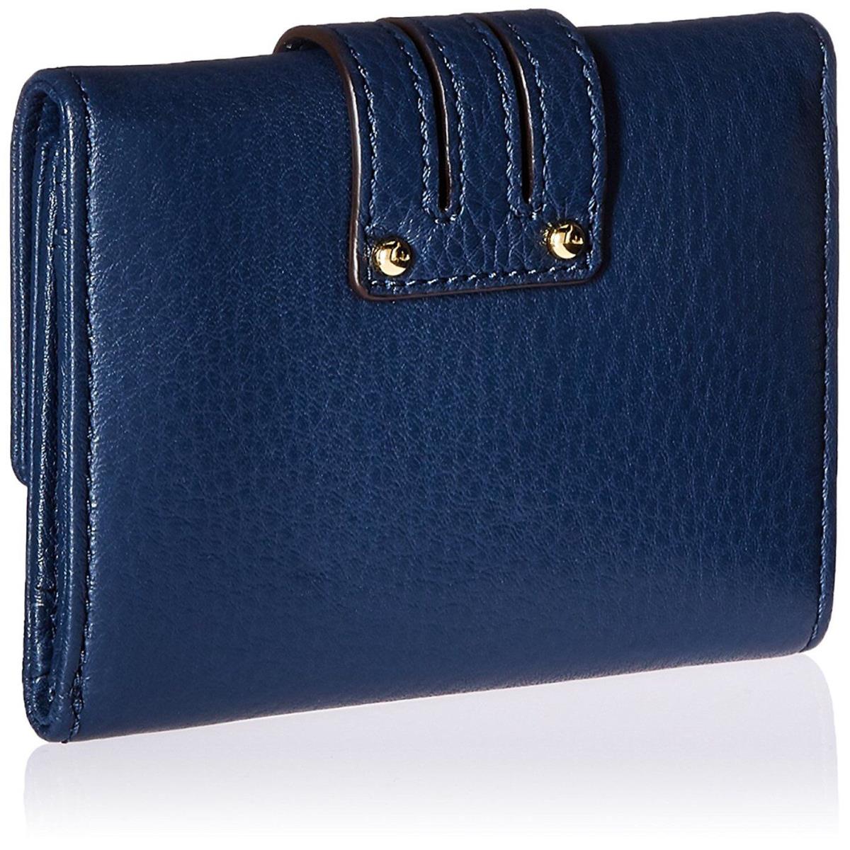 Michael Kors Gansevoort Medium Trifold Navy Blue Leather Clutch Wallet