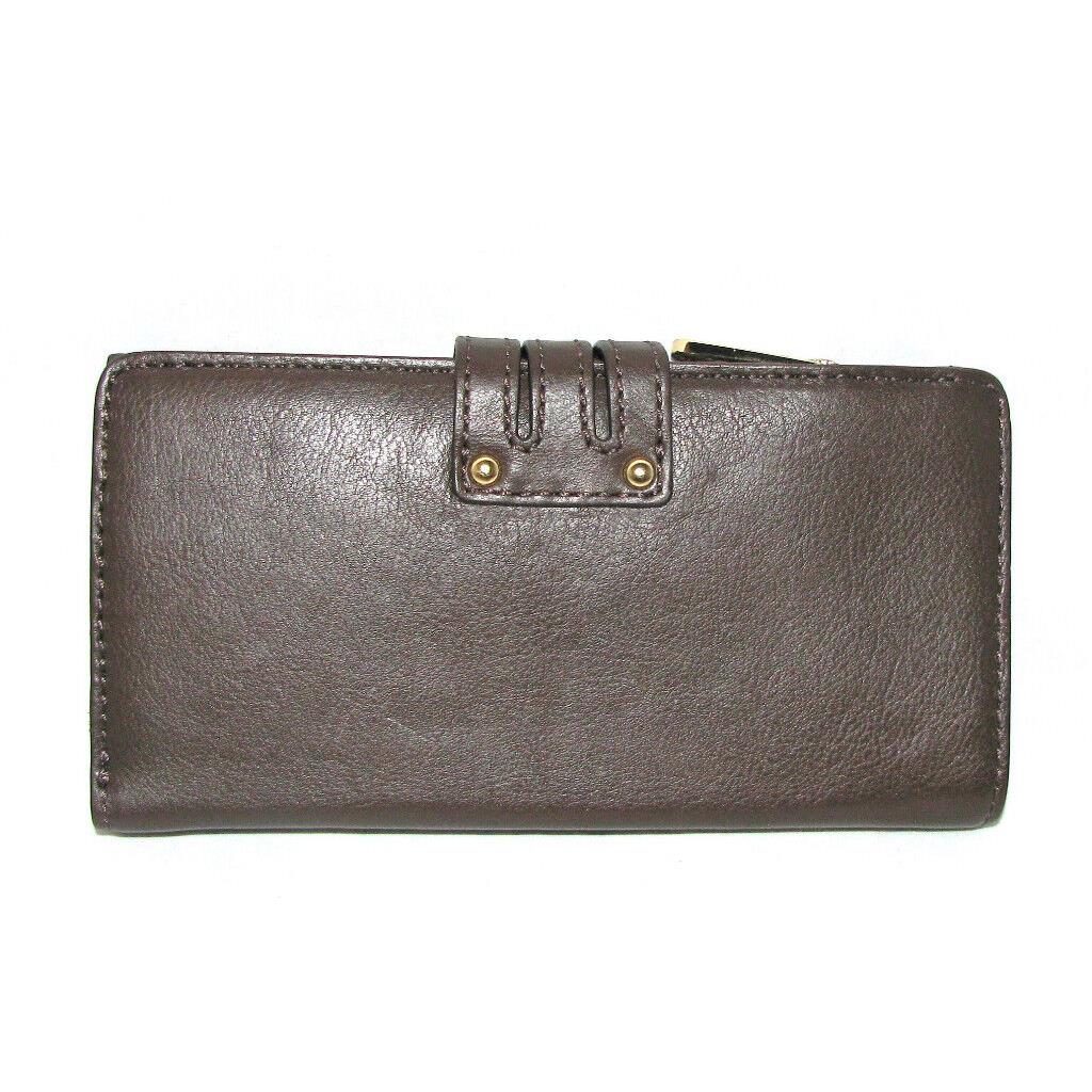 Michael Kors Gansevoort Teak Brown Top Zip Leather Wallet Clutch-msrp