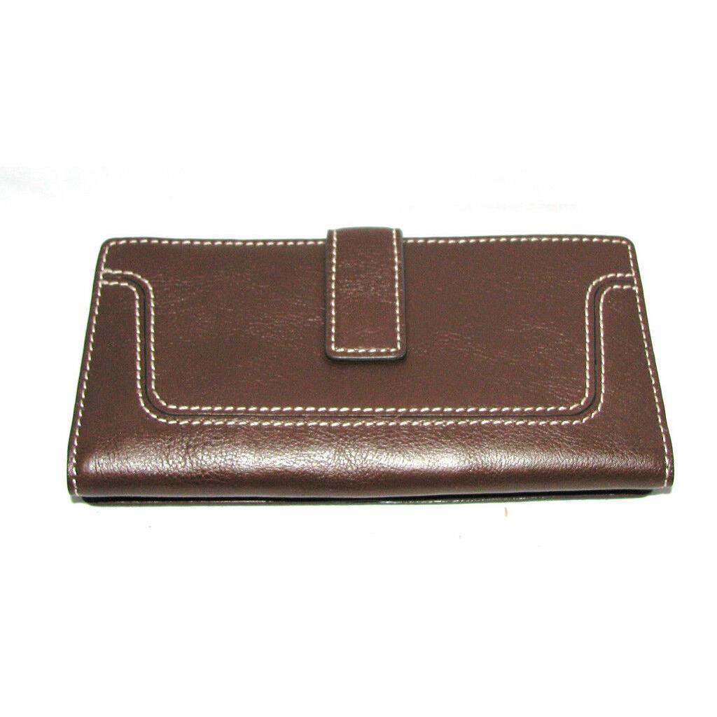 Michael Kors Brookville Mocha Brown Leather Carry All Wallet Clutch