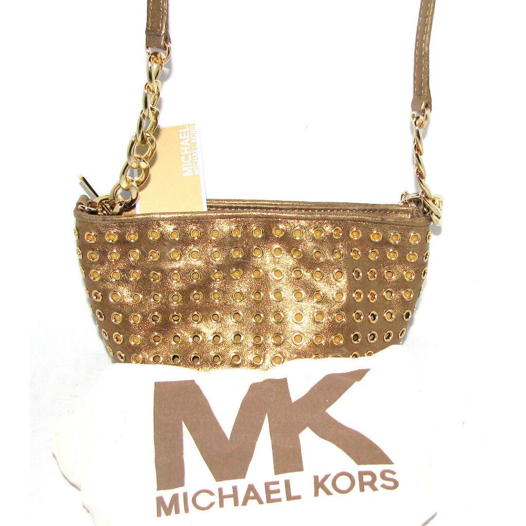 Michael Kors Collette Bronze+gold Tone Hardware Crossbody+dust Bag