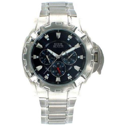 New-guess S/steel Multifunction Silver Blue Dial Waterpro Men WATCH-U10009G2