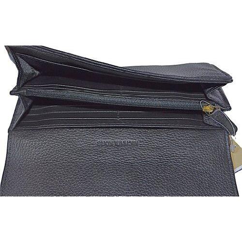 Michael Kors Fulton Black Leather+gold Flap Continental Wallet Clutch