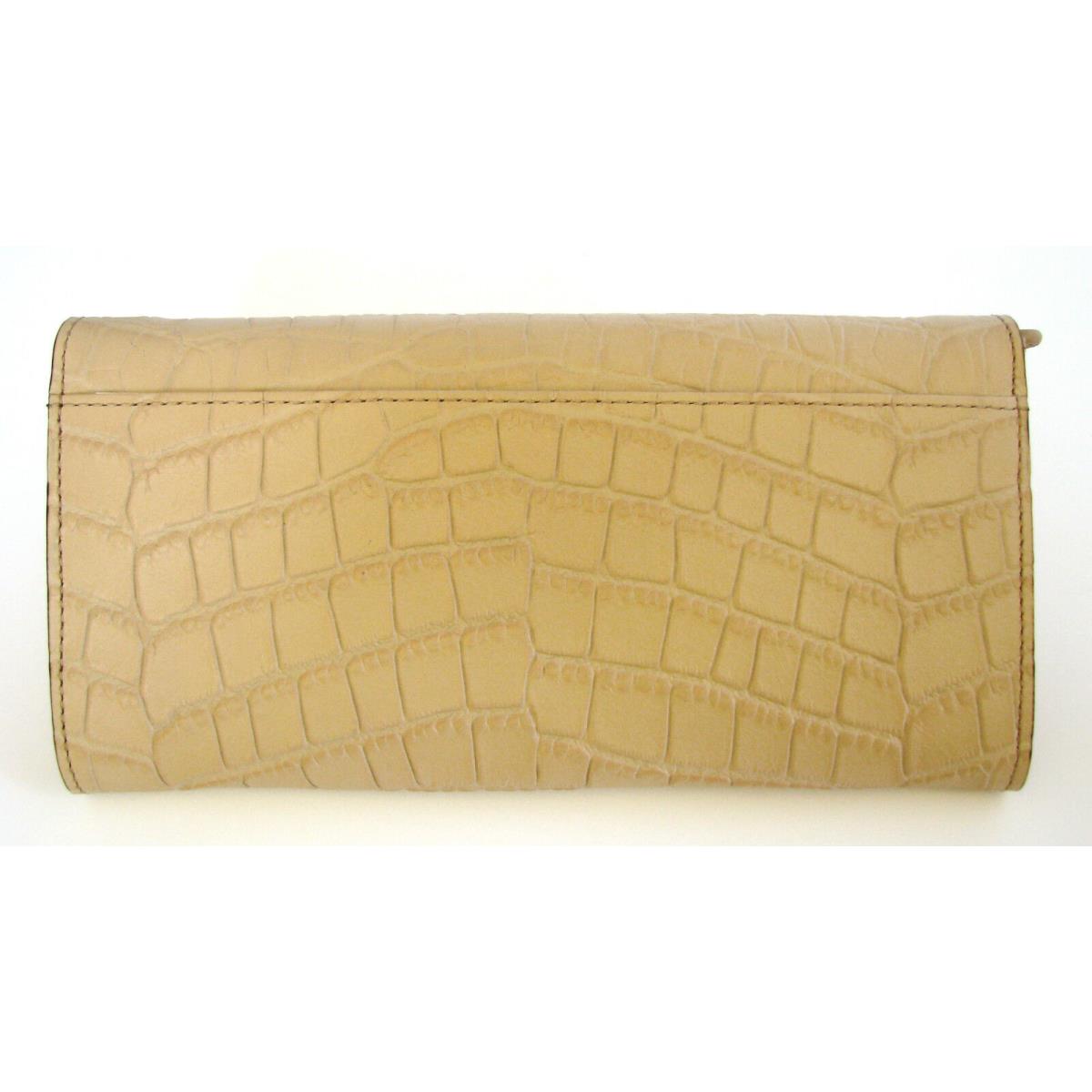 Michael Kors Sloan Peanut Tan Croc Embossed Leather Flap Clutch Wallet