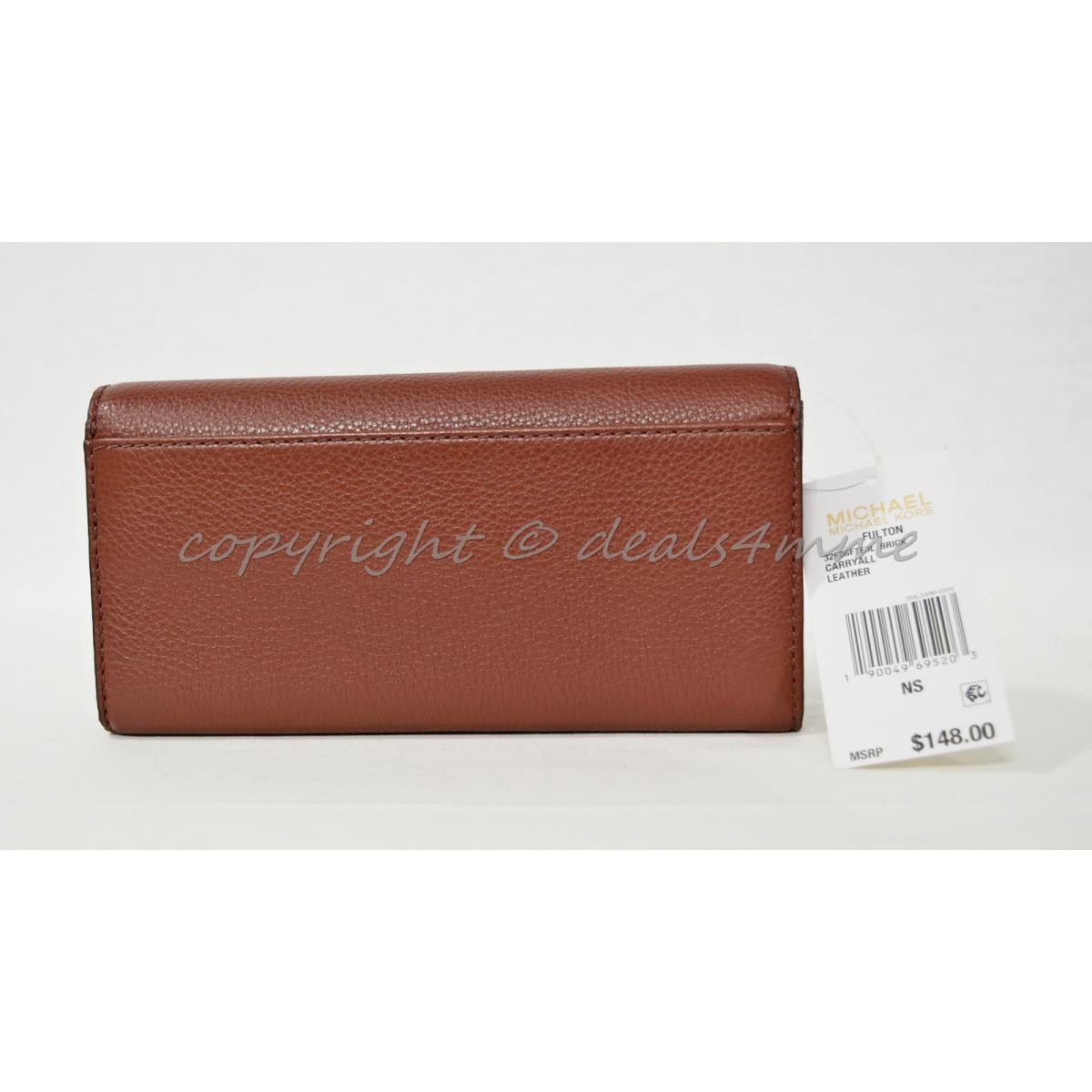 Michael Kors Fulton Carryall Wallet in Brick Red Pebbled/soft Leather