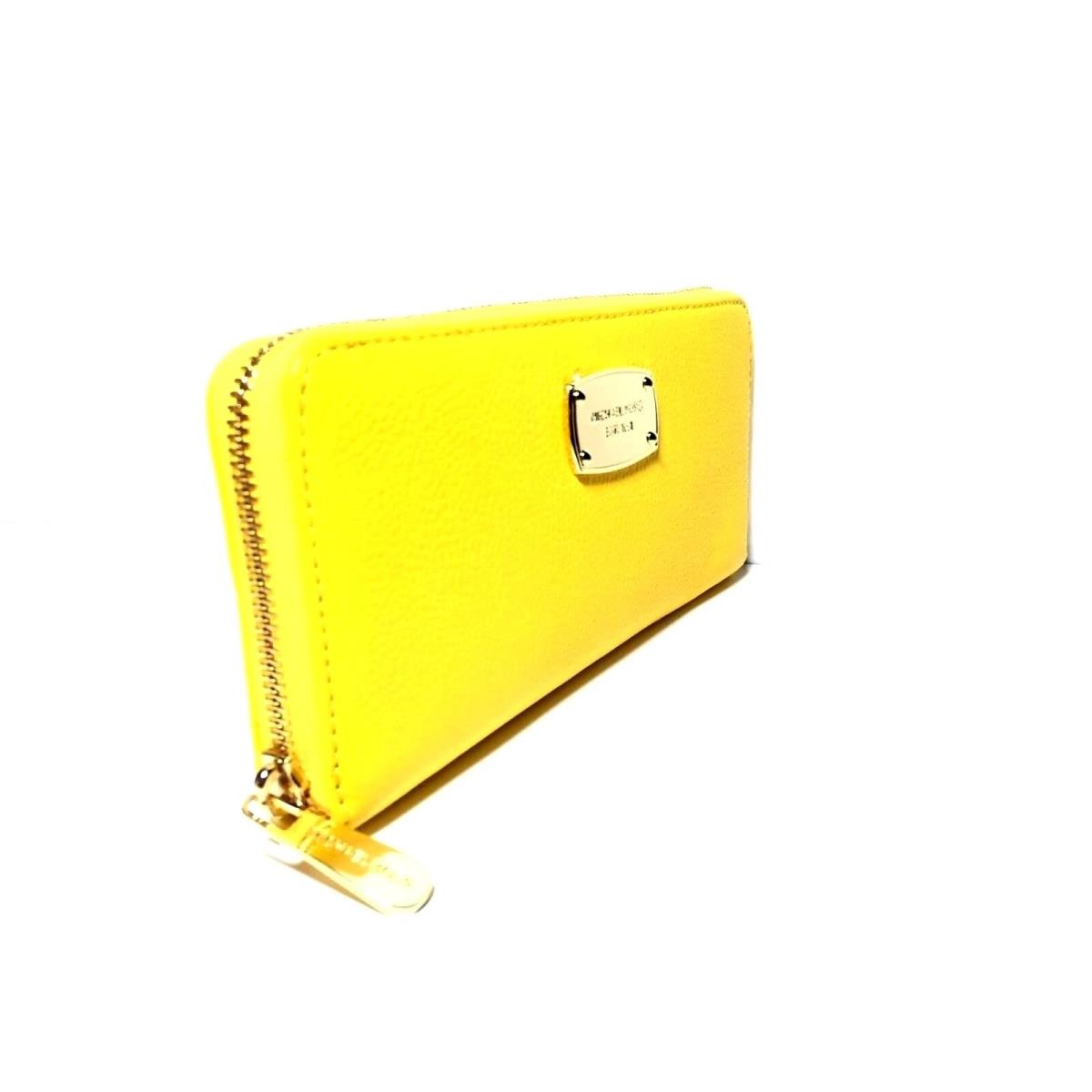Michael Kors Citrus Yellow Leather Continental Zip Around Wallet
