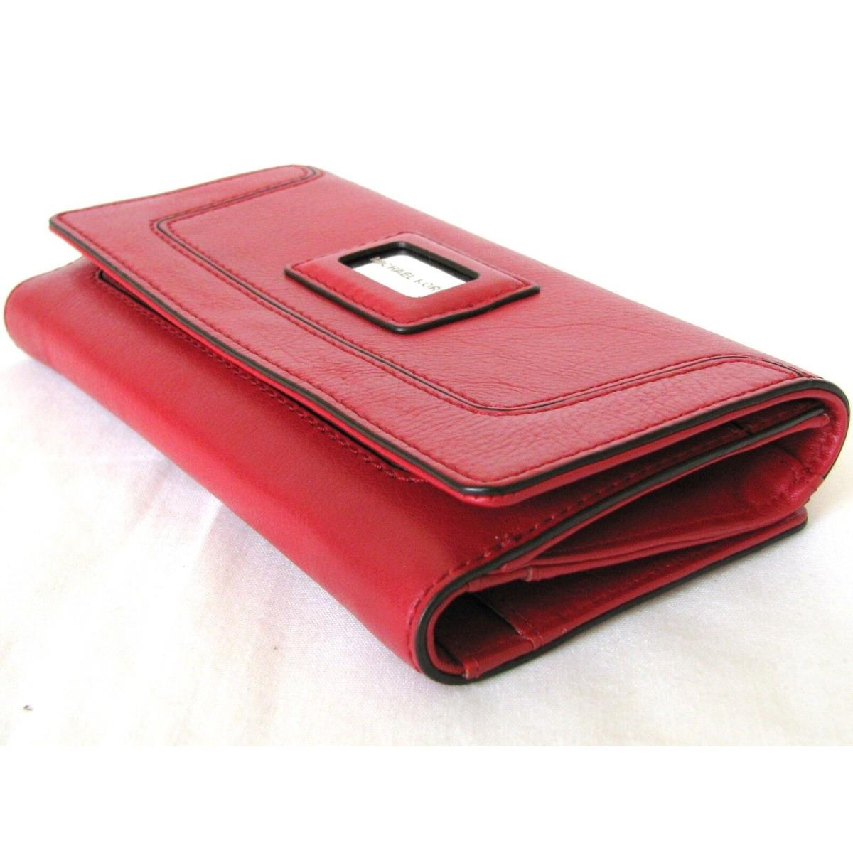 Michael Kors Brookville Red Leather Carry All Wallet Clutch