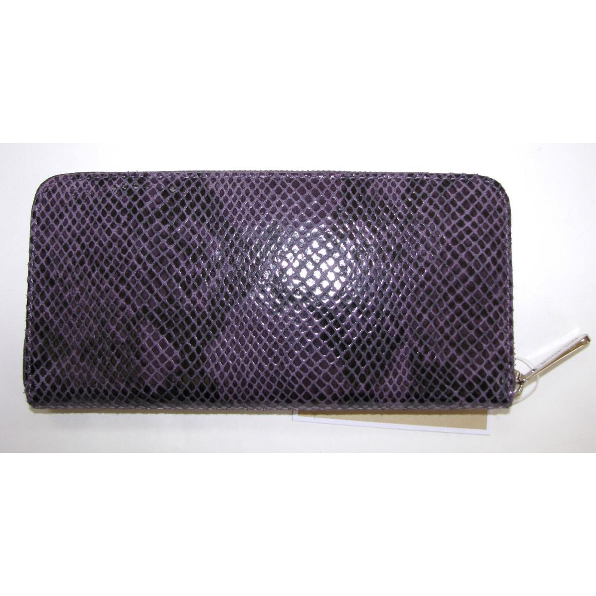 Michael Kors Jet Set Purple Python Embossd Leather Zip Around Continental Wallet