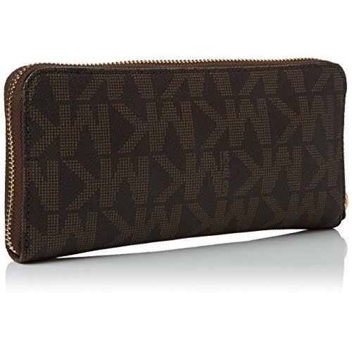 Michael Kors Item Brown Pvc Gold Zip Around Continental Wallet Clutch