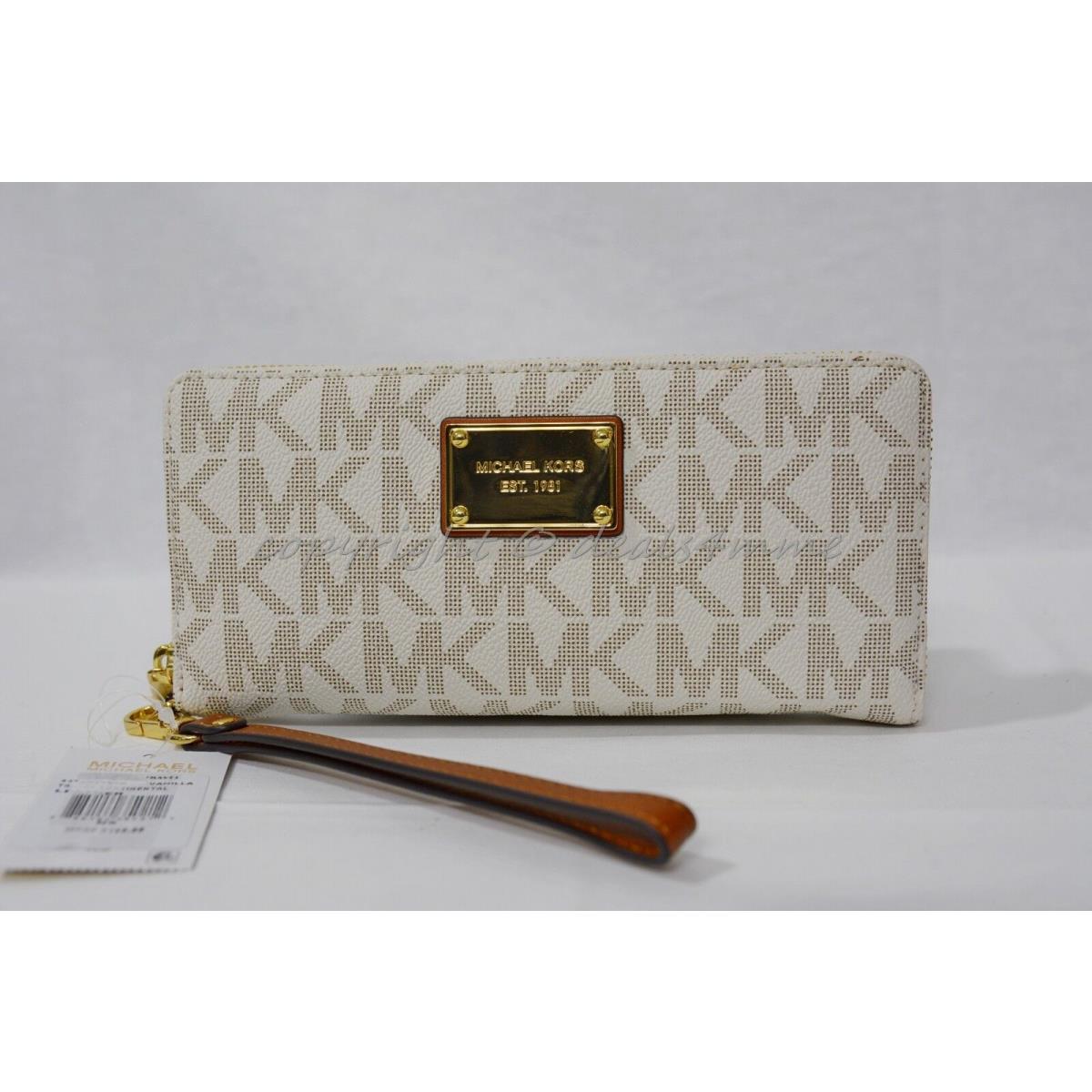 Michael Kors Signature Jet Set Travel Continental Wallet/wristlet in Vanilla