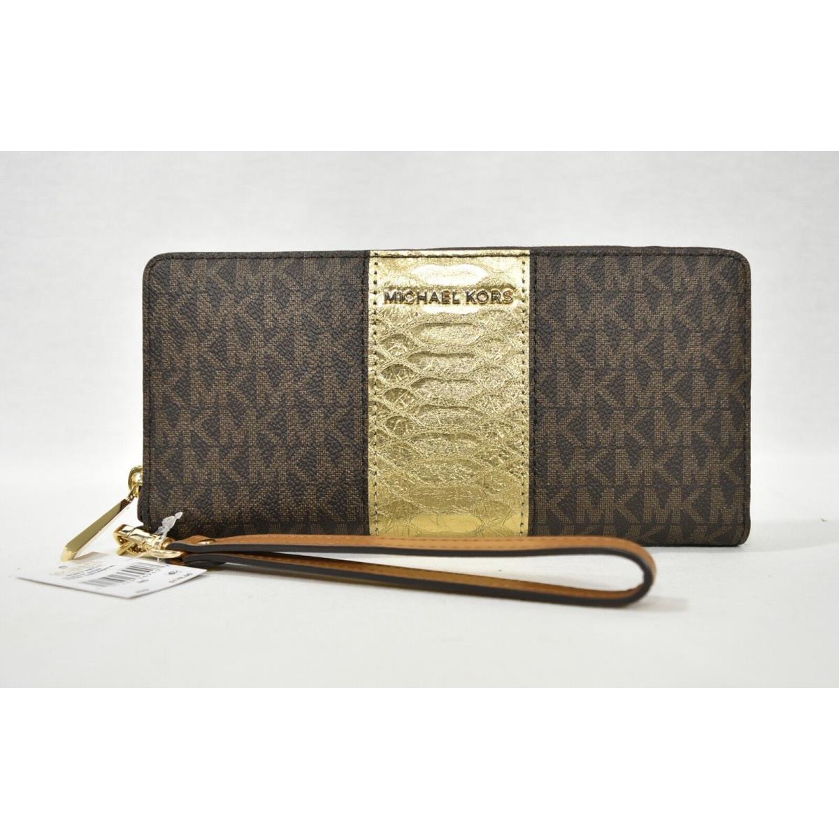 Michael Kors Money Pieces Continental Wallet/ Wristlet in Brown Gold