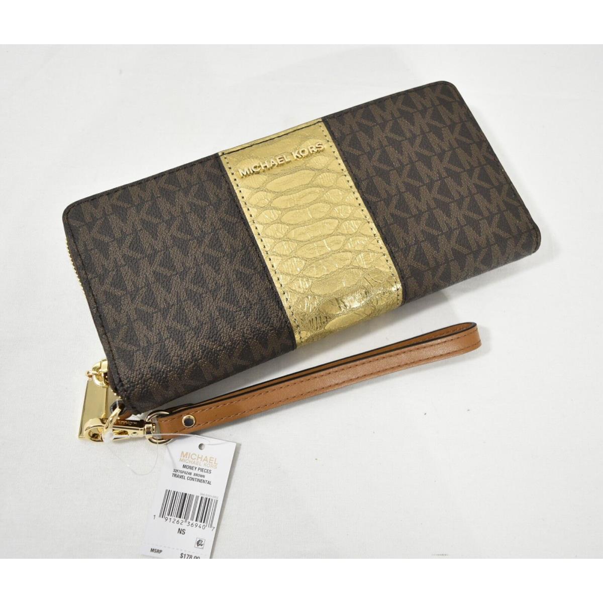 michael kors brown and gold wallet