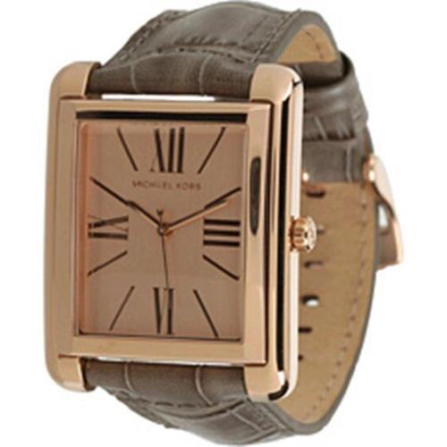 Michael Kors Grey Crocodile Embossed Leather Rose Gold Watch MK2241