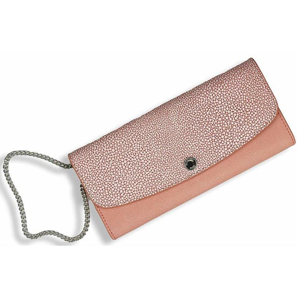 Michael Kors Juliana Saffiano Leather Large Flap Clutch/wallet Pale Pink