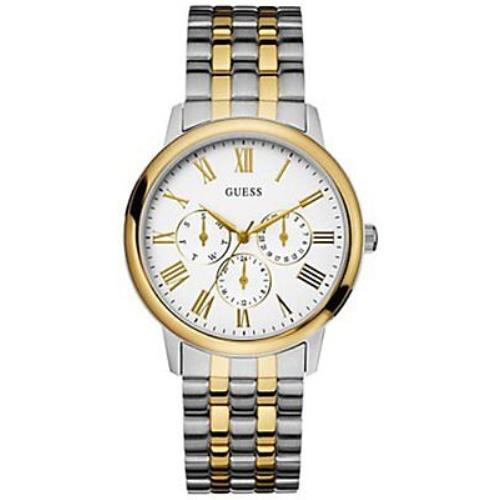 Guess Chronograph Two Tone Stainless Steel Greek Numbers Men WATCH-U11610G1-NEW