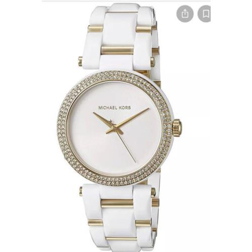 Michael Kors MK4315 Delray Pave White Acetate and Gold-tone Womens Watch