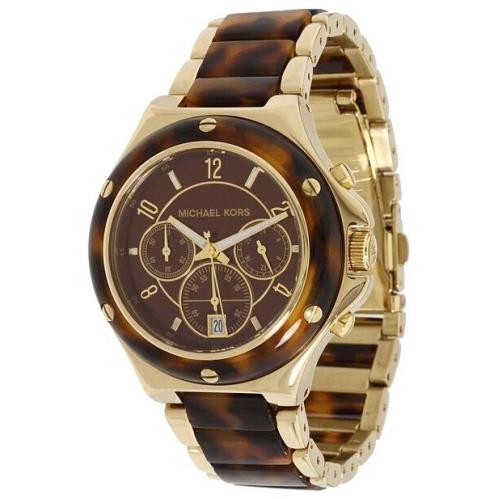 Michael Kors Rocktop Gold+tortoise Shell 2 Tone Bracelet WATCH-MK5448