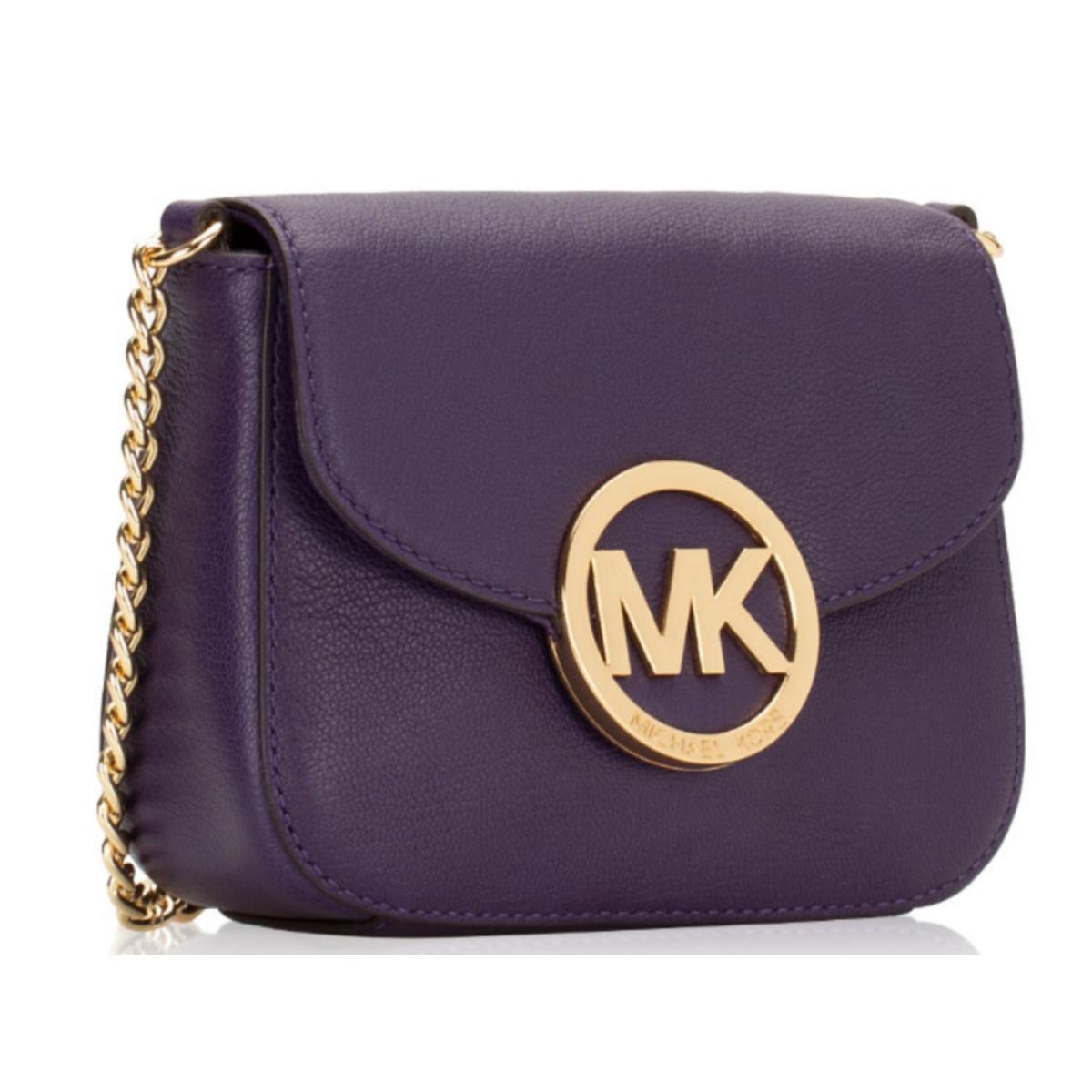 Michael Kors Fulton Women MK Flap Shoulder Bag Crossbody Iris Leather 38S8CFTC5L