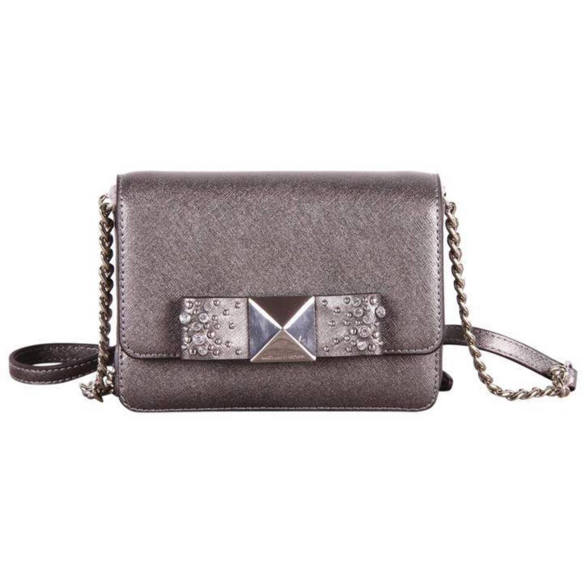 Michael Kors Tina Small Metallic Leather Clutch Crossbody Bag
