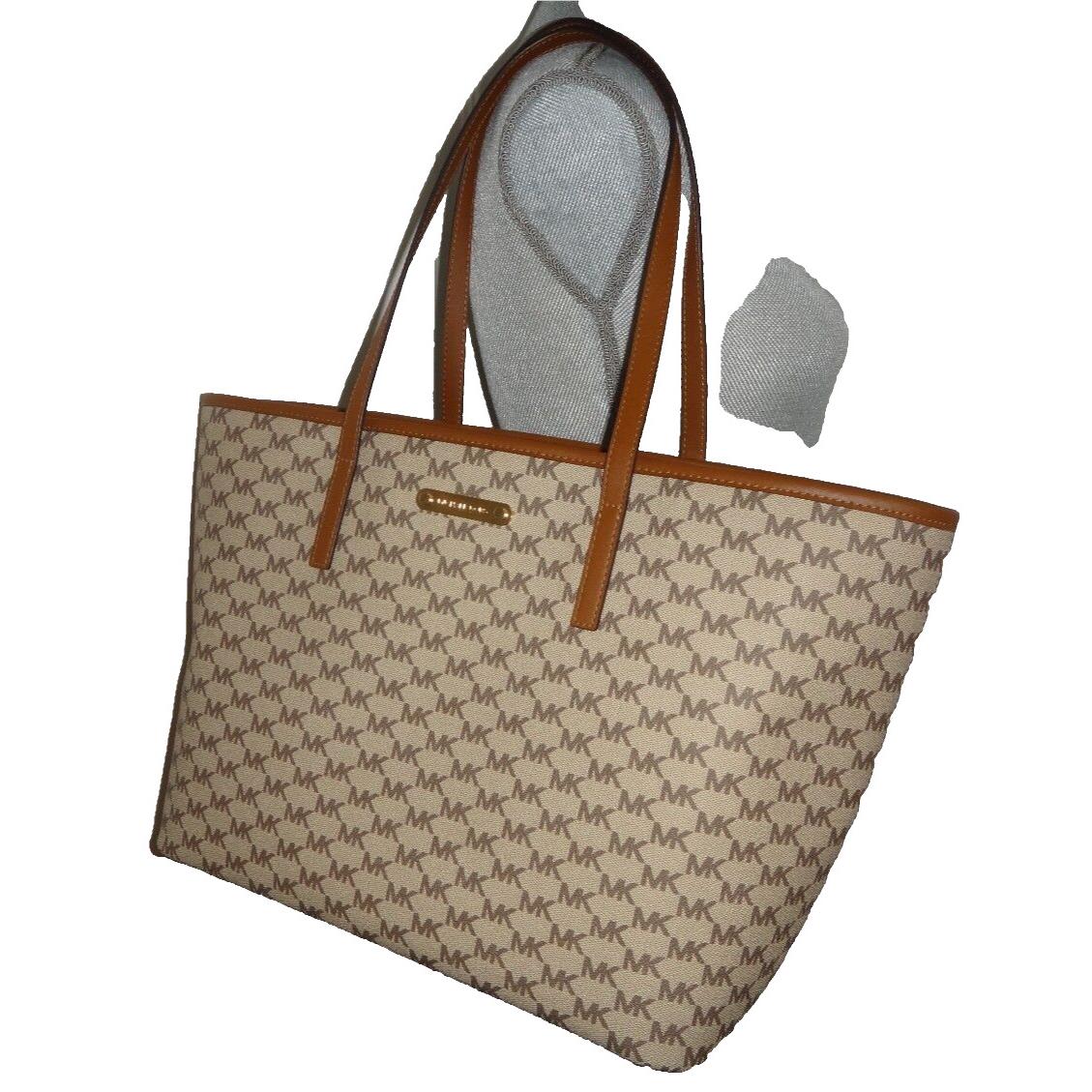 Michael Kors Women`s Emry MK Signature LG TZ Tote Bag Natural Luggage 38F7XE4T7V