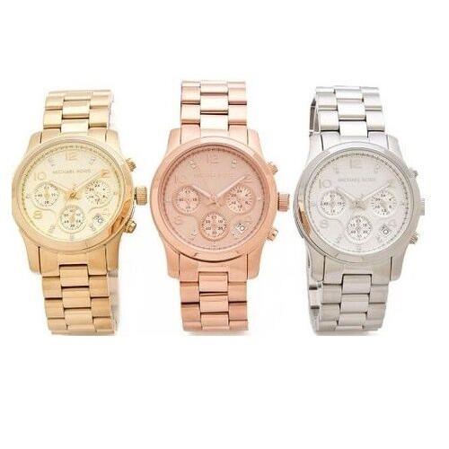 Michael Kors Runway Collection Gold Rose Gold Silver Chrono. Watch MK5683