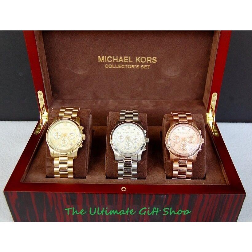 Michael Kors Runway Collection Gold Rose Gold Silver Chrono. Watch MK5683