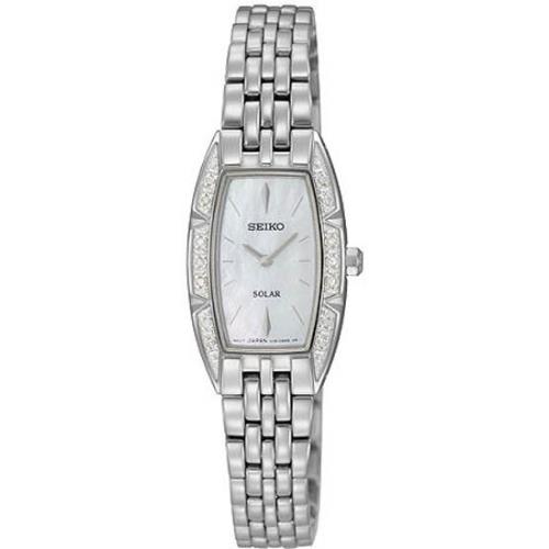 Seiko SUP151 Women`s Solar Mother of Pearl Dial Swarovski Crystals Watch - MOP Dial