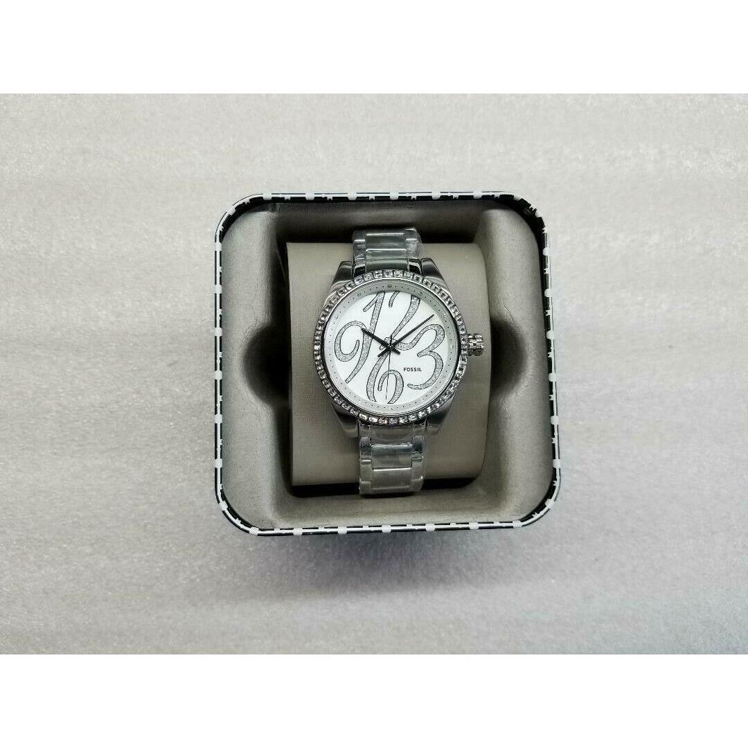 Fossil Carissa Quartz 58 Crystals Stainless Steel Women`s Watch BQ1094