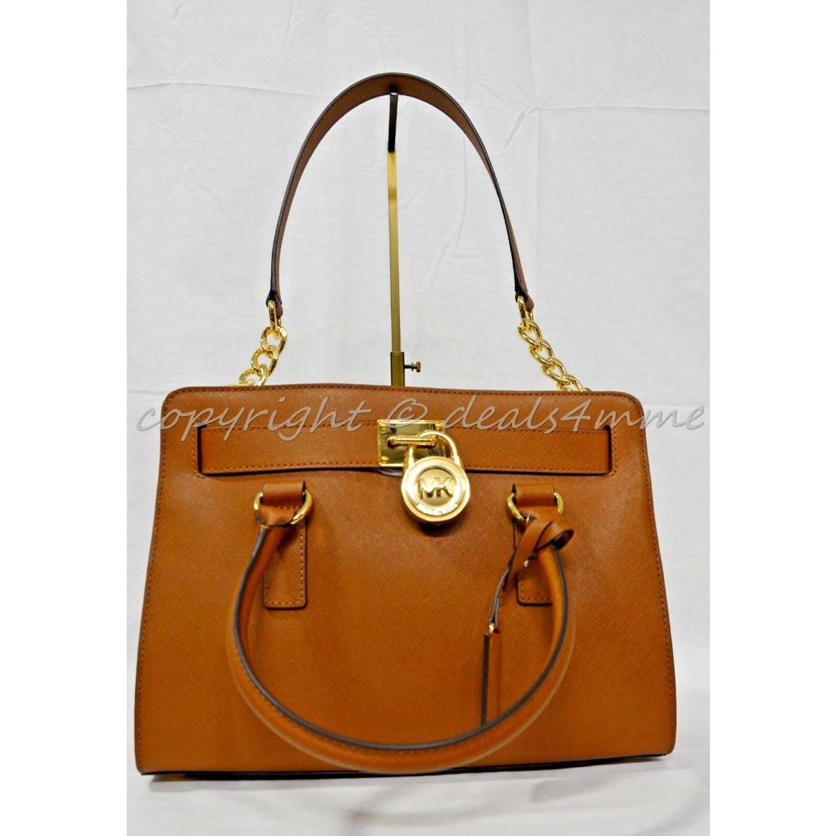 Michael Kors East West Hamilton Saffiano Leather Satchel Bag Luggage Brown