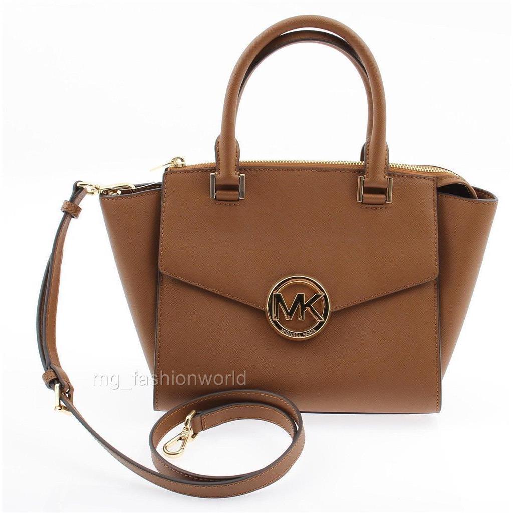 Women Michael Kors MK Classic Logo Purse Handbag Bag Cross Body Satchel Brown