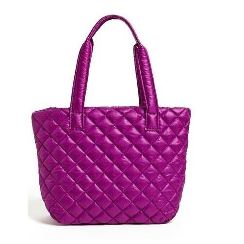 Michael Kors Sadie Large Quilted Nylon Tote Purple Pomegranate Bag