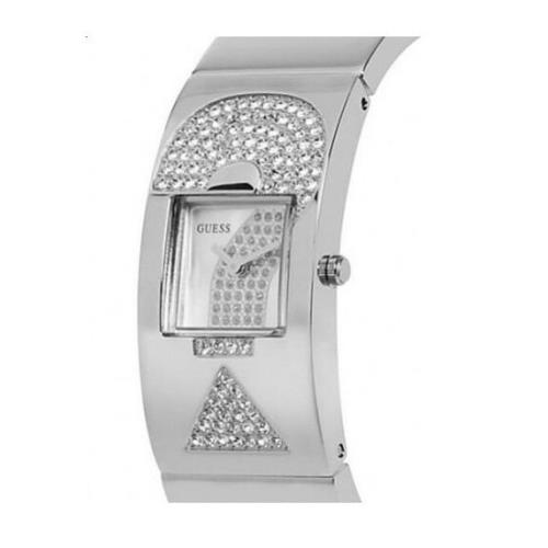 New-guess Silver Tone Logo Stainless Steel+crystal Watch BANGLE-U11625L2