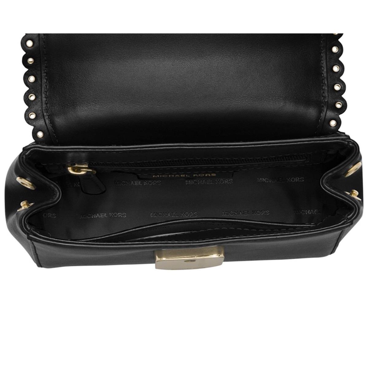 Michael Kors Ava Black Gold Leather Top Handle Crossbody Convertible Evening Bag