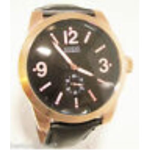 New-guess Black Leather Band+s/steel Rose Gold Dial+logo Mens WATCH-U12010G1