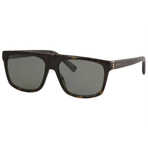 Gucci Men`s Web GG0450S GG/0450/S 002 Havana Rectangle Sunglasses 57mm - Havana Frame, Green Lens