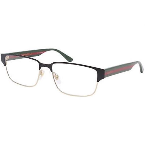 Gucci Web GG0753O 001 Eyeglasses Men`s Black/gold/green Optical Frame 58mm - Frame: Black